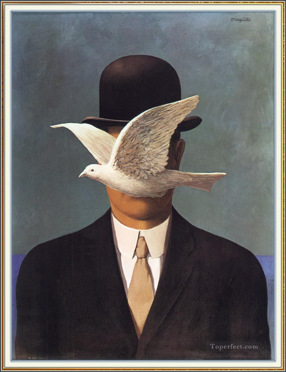 man in a bowler hat 1964 Surrealism Oil Paintings